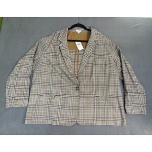 NWT J Jill Women's Blazer Suit Jacket Size XL Plaid "Tigers Eye" Business Casual